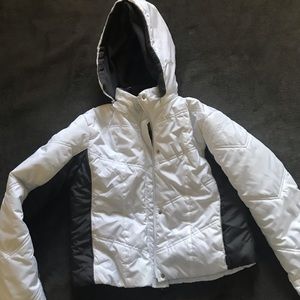 White and grey puff jacket size XL